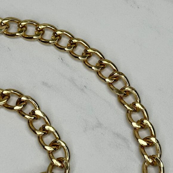 Cream Woven Gold Tone Metal Chain Link Belt One Size ✨ - Picture 8 of 12